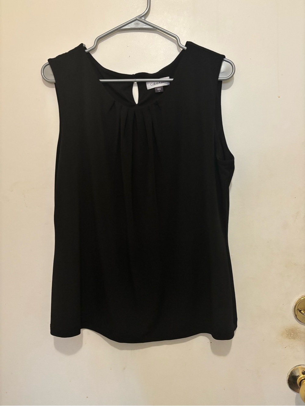 Calvin Klein Black Sleeveless Pleated Blouse Top XL
